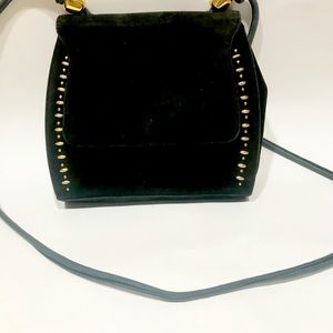 Stuart Weitzman Suede and Leather Studded Crossbody Bag. Made in Spain